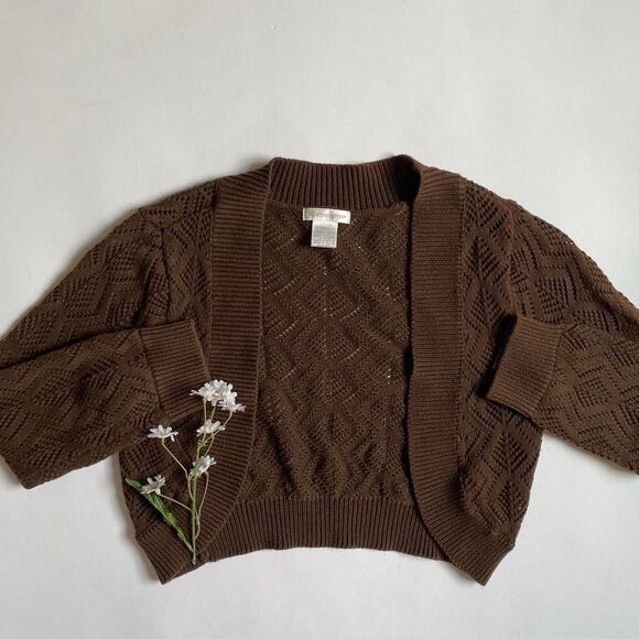 Y2K cropped brown cardigan - Picture 1 of 8
